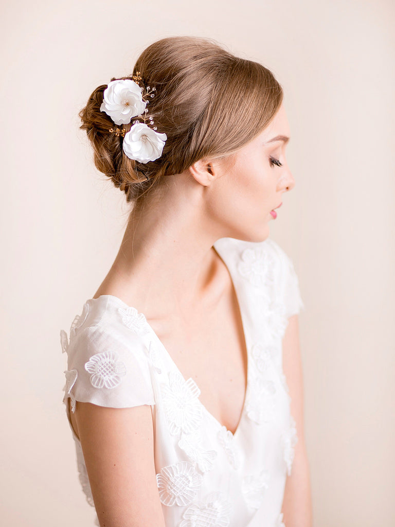 bridal flower hair pins