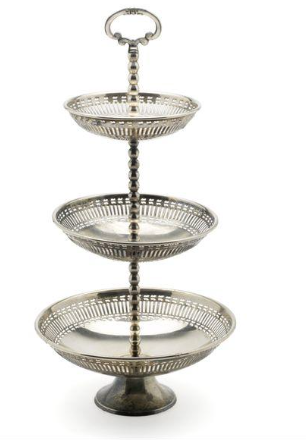 dessert stands set silver