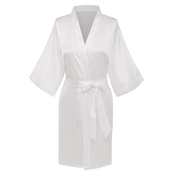 Crystal Logo Satin Robe (White) | Moody Blues