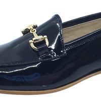 girls black patent loafers