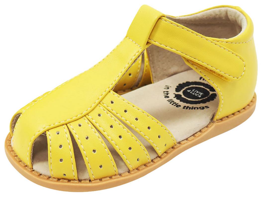 Livie & Luca Girl's Paz Yellow Leather Sandals – Just Shoes for Kids