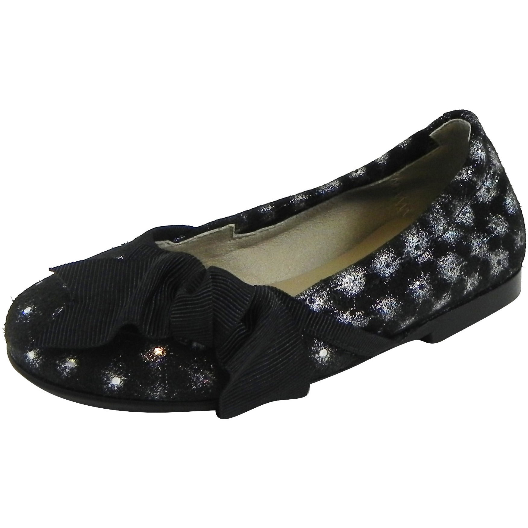 Papanatas by Eli Black Sparkle Suede with Bow Slip On Ballet Flats ...