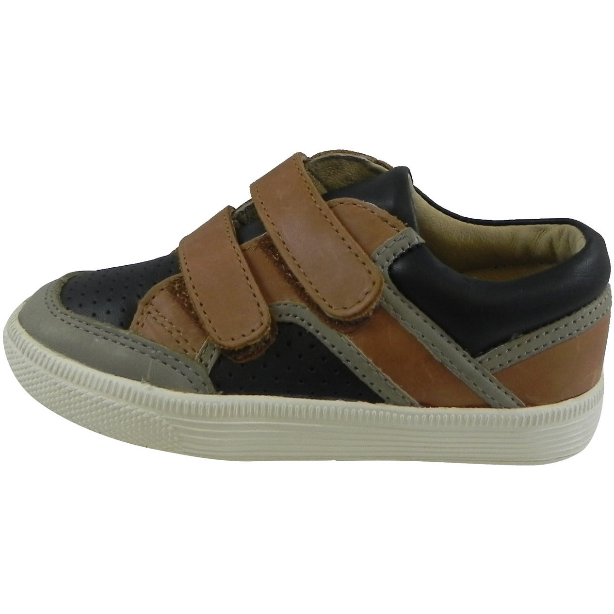 Old Soles Boy's 1029 Low Cred Leather Navy/Brown/Grey Sneakers – Just ...