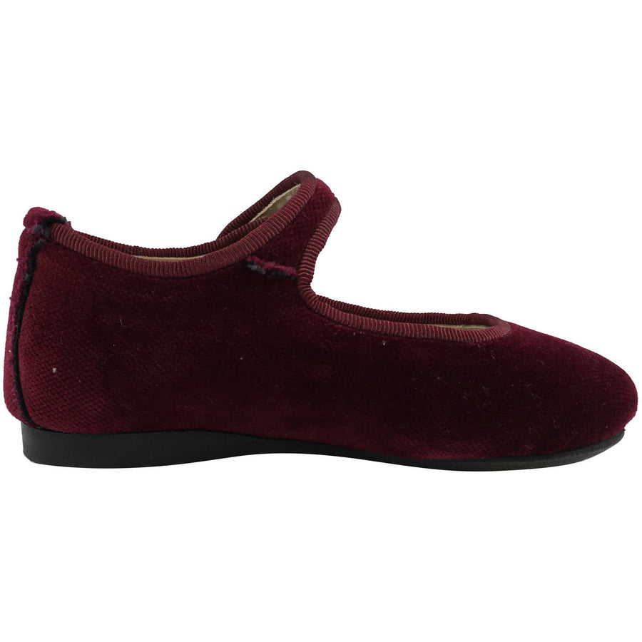 Papanatas by Eli Girl's Velvet Burgundy Classic Snap Buckle Mary Janes ...