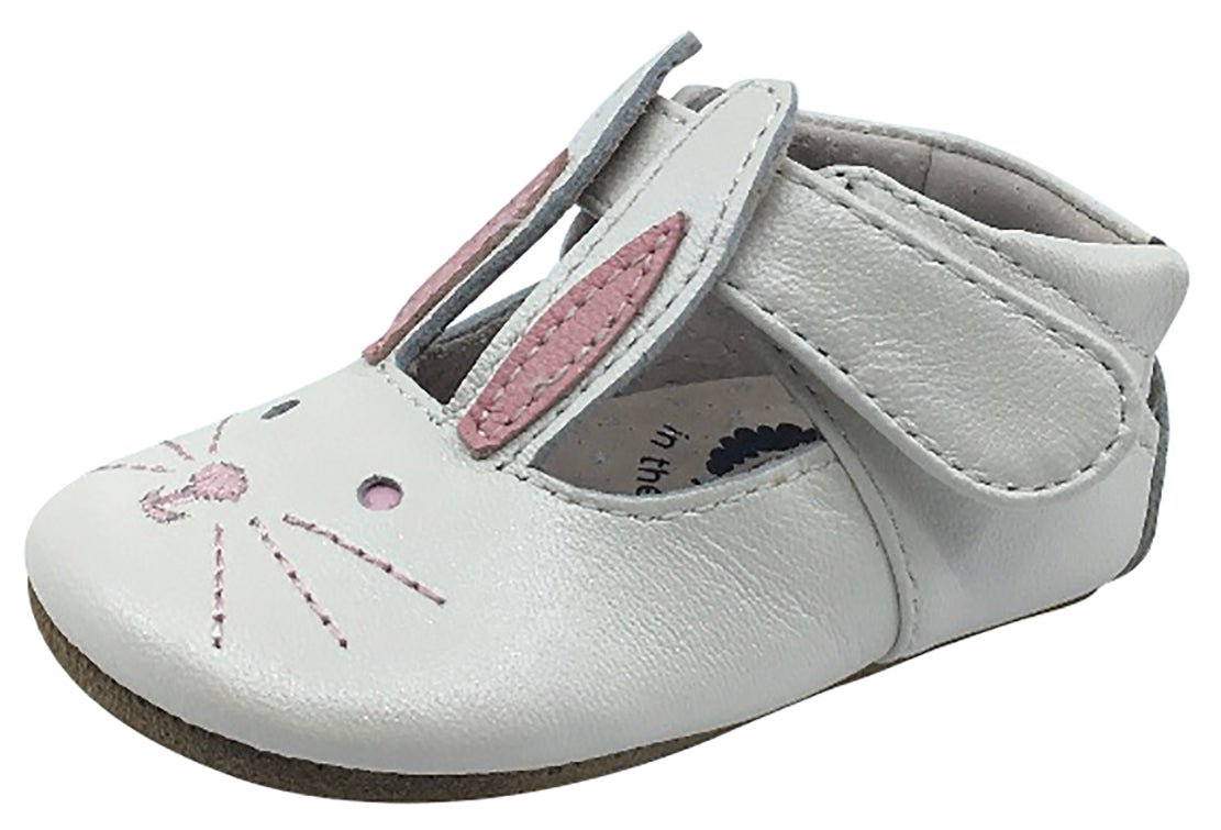 Livie & Luca Girl's Molly White Pearl Shimmer Smooth Leather Hook and ...