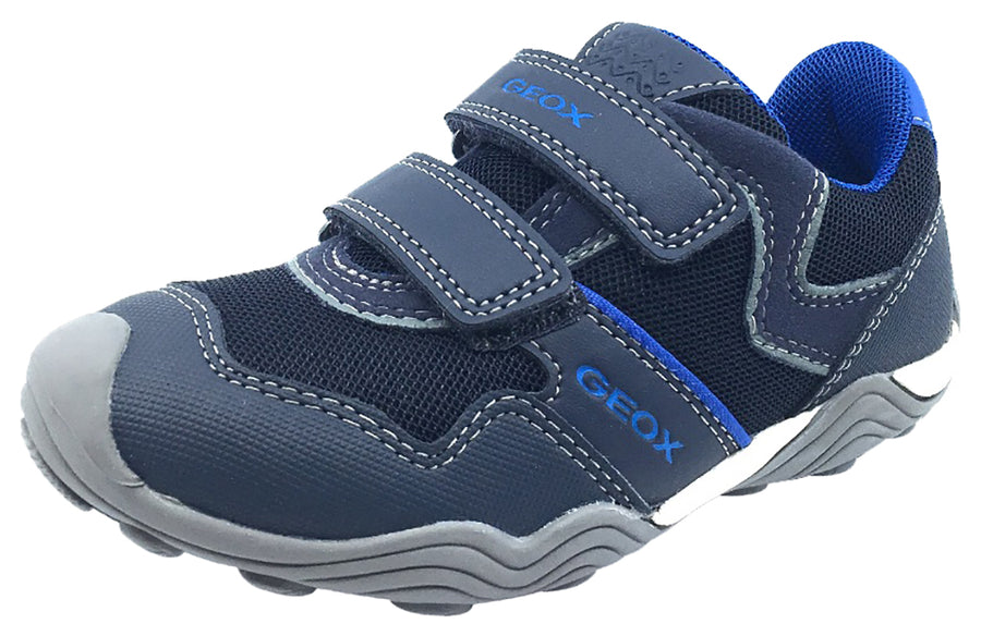 GEOX Boy's Arno Hook Loop Sneaker (Navy/Royal – Just Shoes for Kids