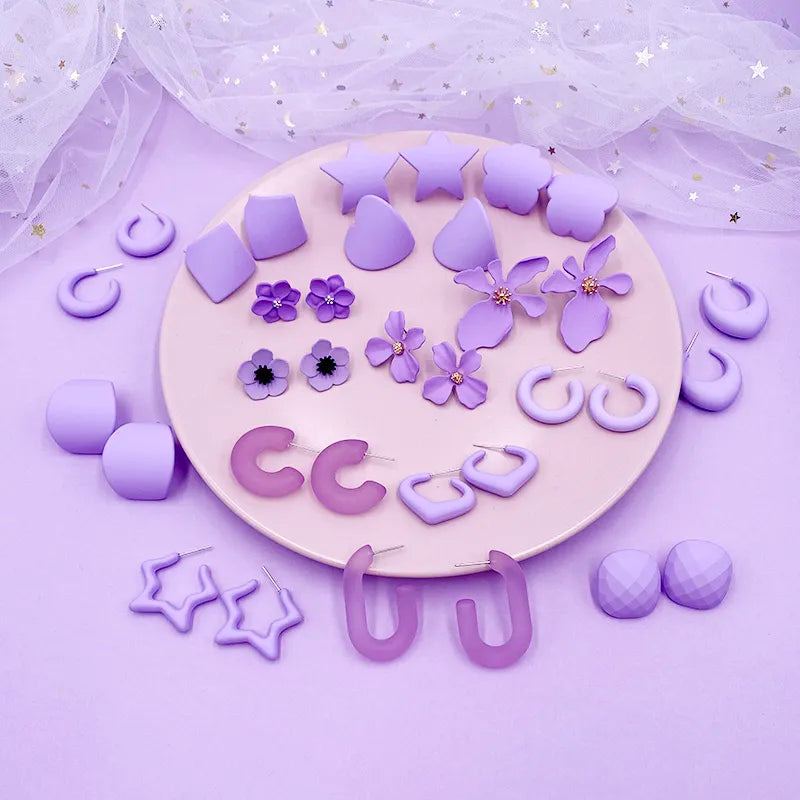 2023 New Design Multiple Purple Geometric Earrings