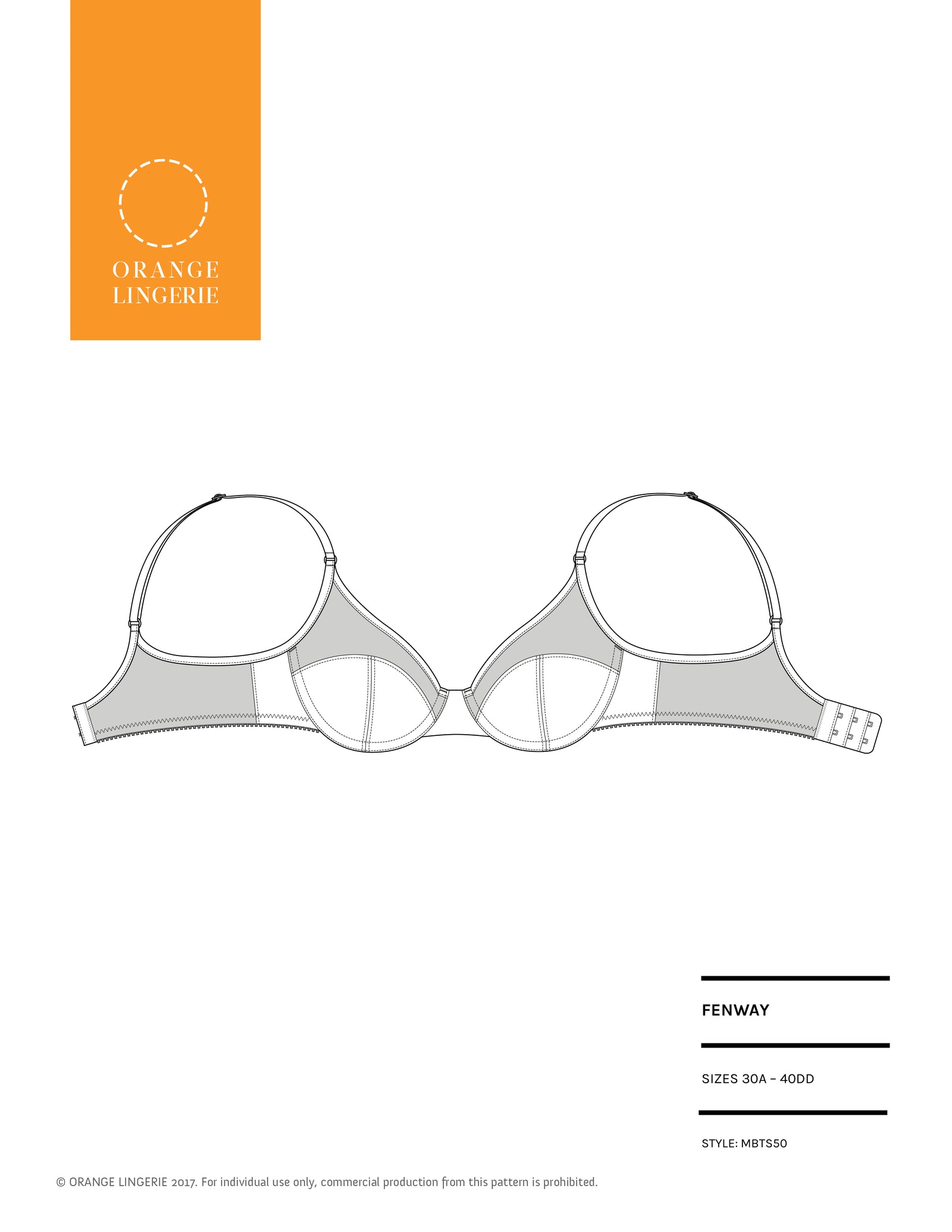 BEGINNER Molded Bra Cup Sewing Pattern sizes A through F (DDD