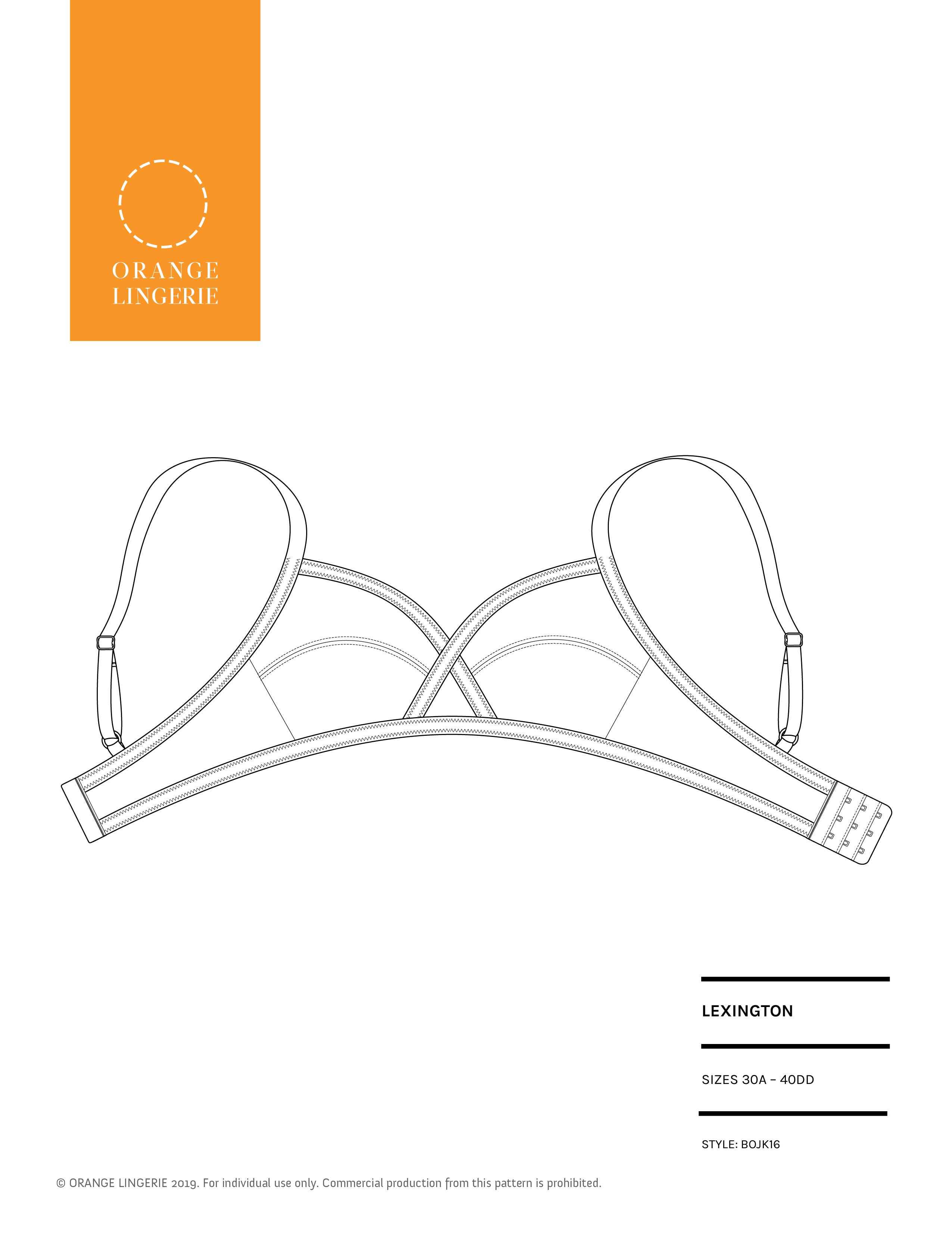 Lexington Bra PDF Sewing Pattern, Orange Lingerie