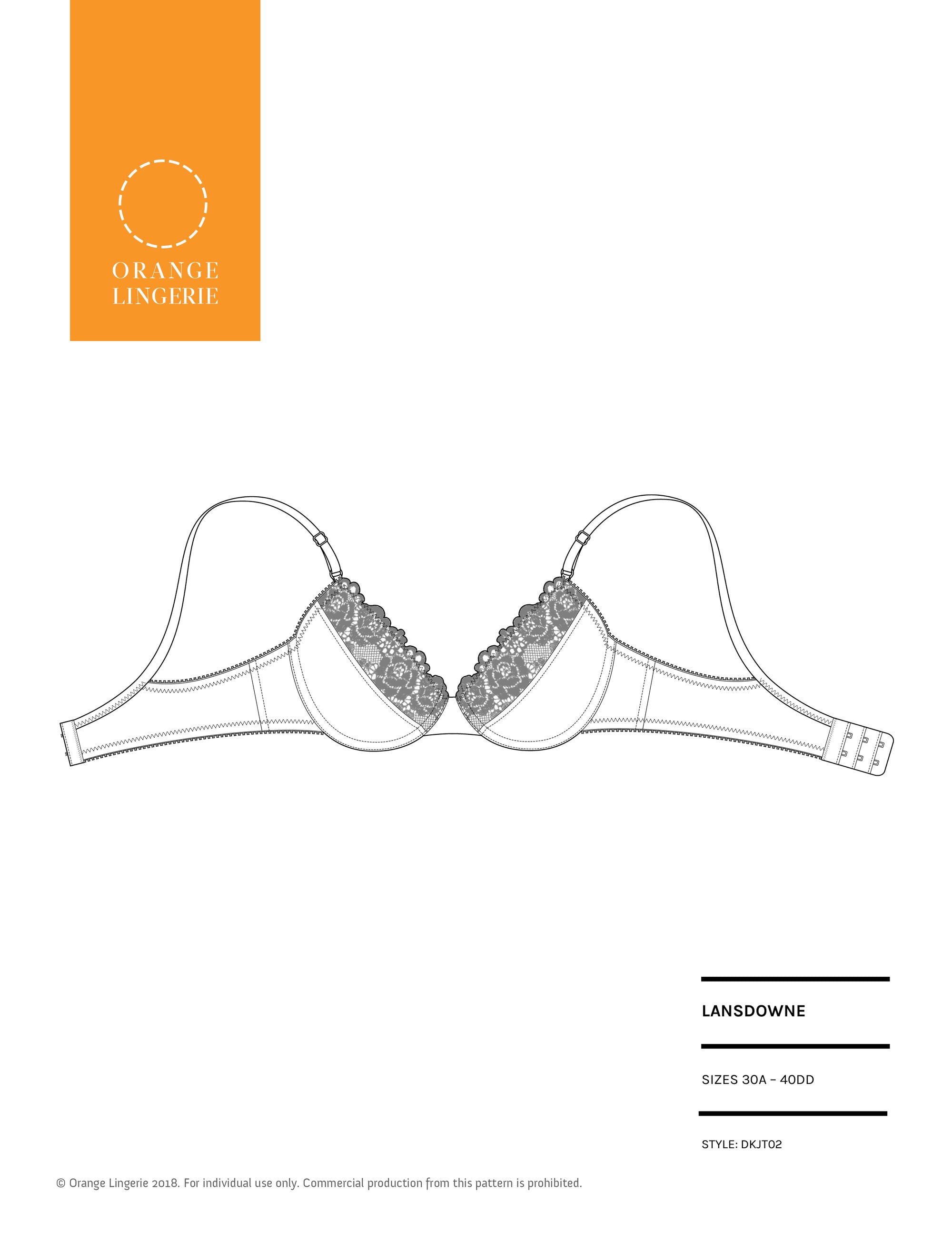 Esplanade Bra Instant Download PDF Sewing Pattern - Orange Lingerie