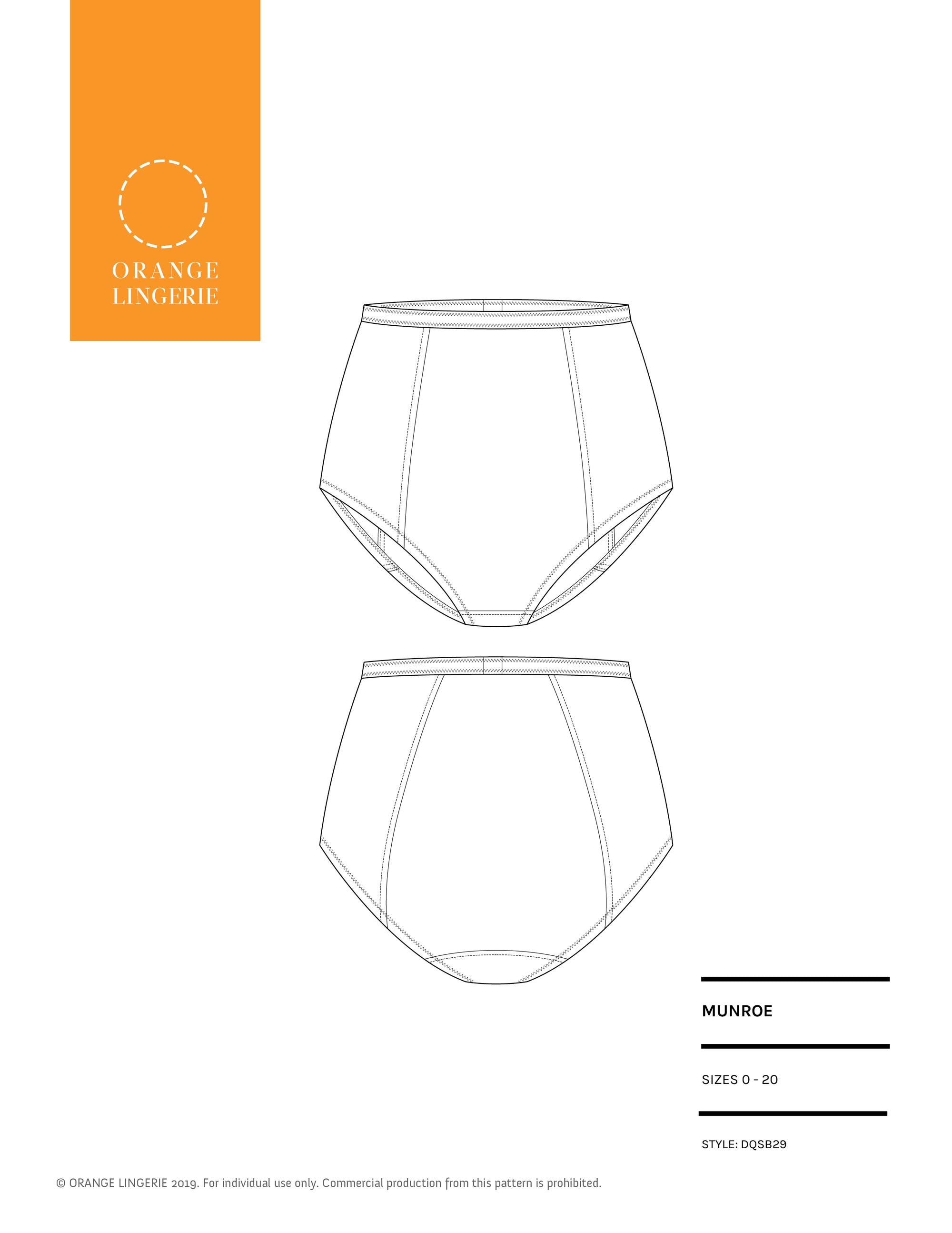 Kingston Thong Underwear Instant Download PDF Sewing Pattern - Orange  Lingerie