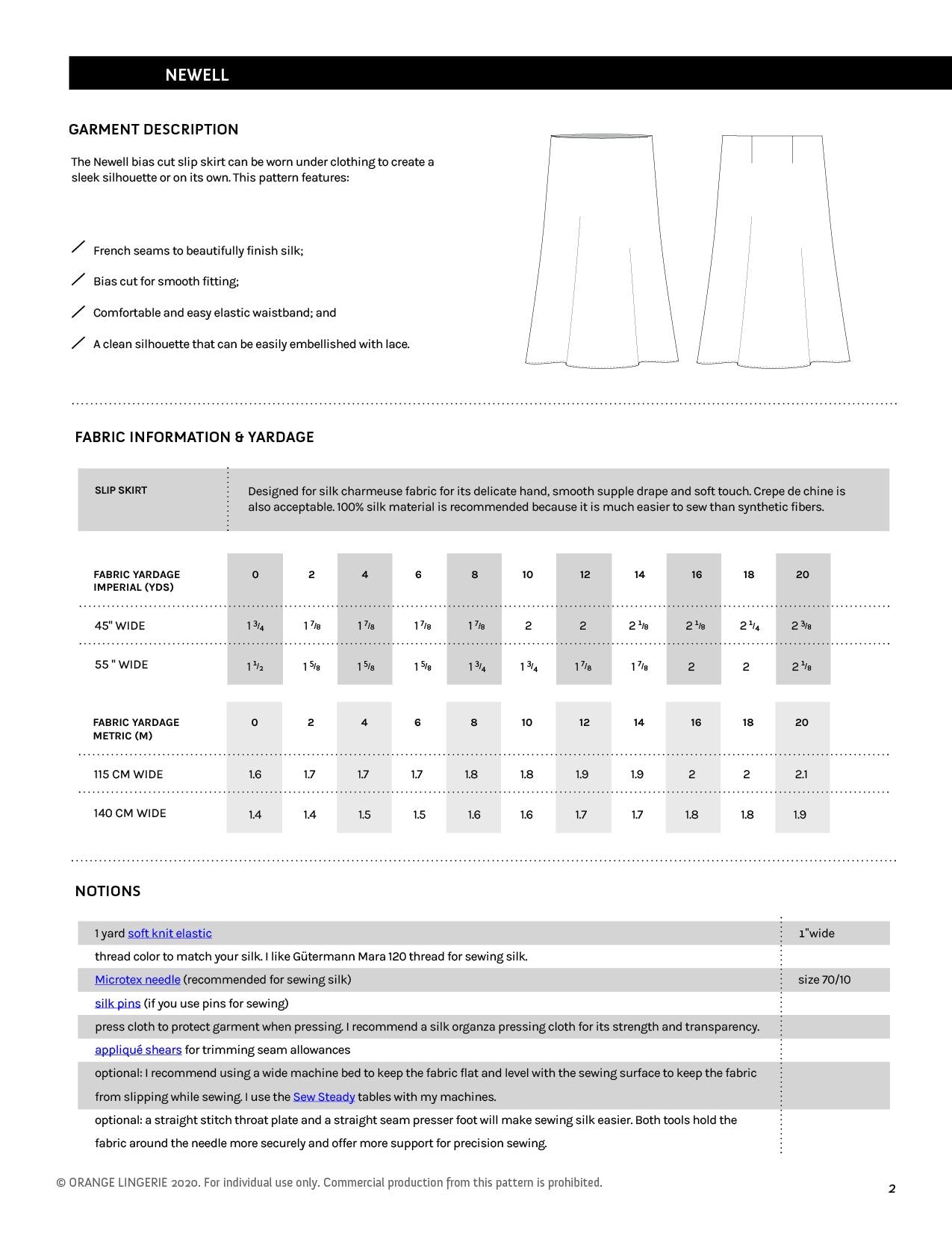 slip skirt pattern