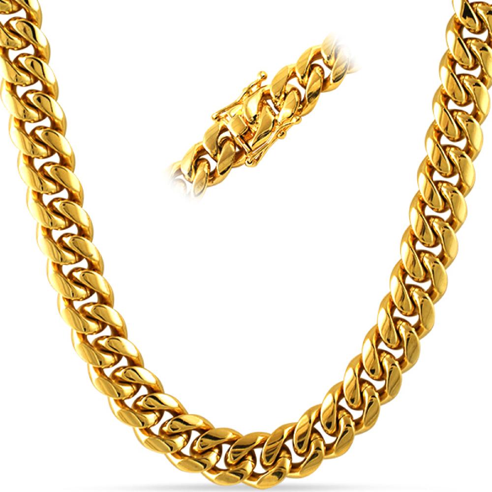 Miami Cuban 3X IP Gold Stainless Steel Chain 14MM - BlingBlowout product image