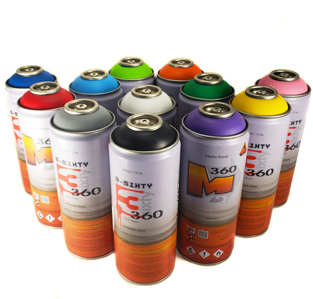 Montana BLACK 400ml Spray Paint 12 Pack - Grey Scale Colors