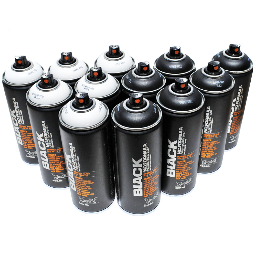 Montana BLACK 400ml Aerosol Spray Paint Set of 22 & Uni Posca