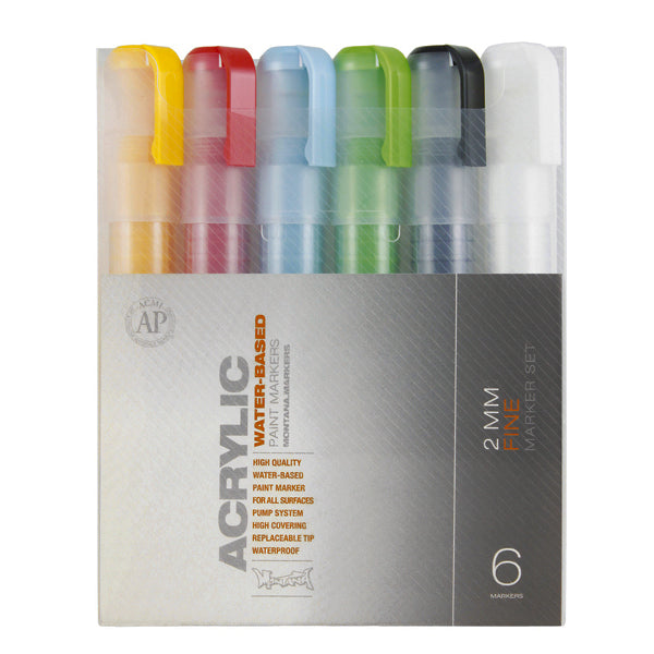 Montana 4 Color Metallic Acrylic Marker Set Extra - Fine