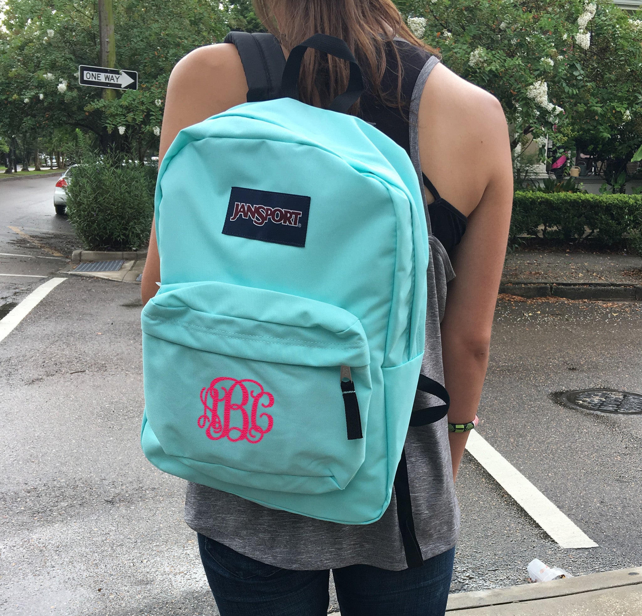 red checkered backpack