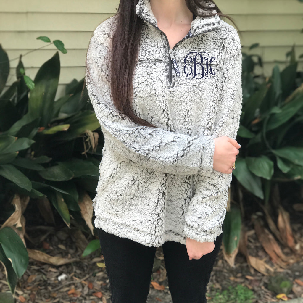 sherpa embroidered pullover