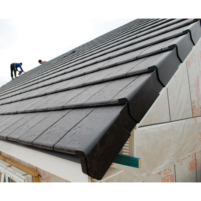 Planum Clay Interlocking Low Pitch Roof Tile 10Â° - Blackstone Riven