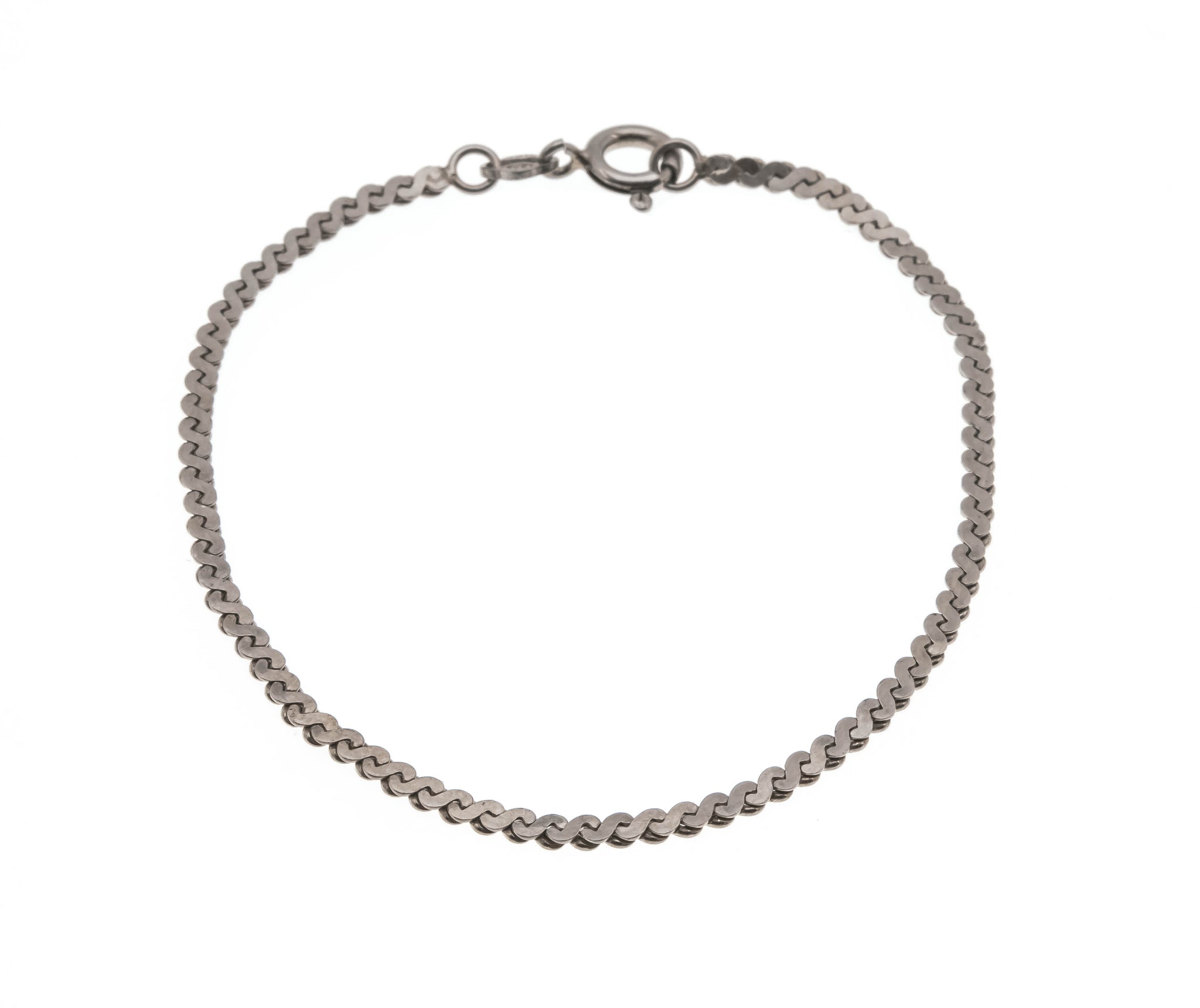 Serpentine - Vintage Sterling Silver Link Bracelet (VB046