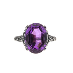 Colour Change Jewel - Estate Sterling Silver Colour Change Lab Created Alexandrite Ring (ER218)