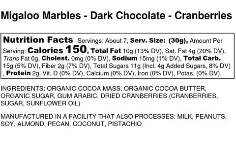 Migaloo Marbles, Dark Chocolate Cranberries