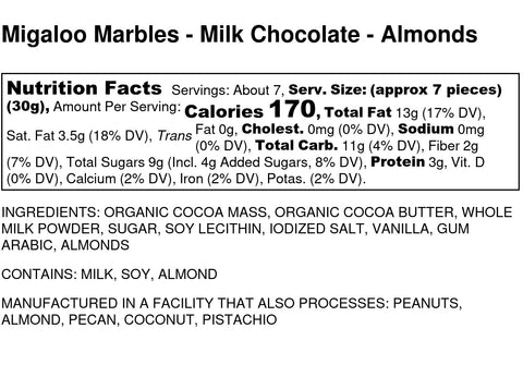 Migaloo Marbles, Milk Chocolate Almonds