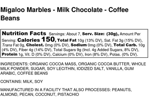 Migaloo Marbles, Milk Chocolate Coffee Beans