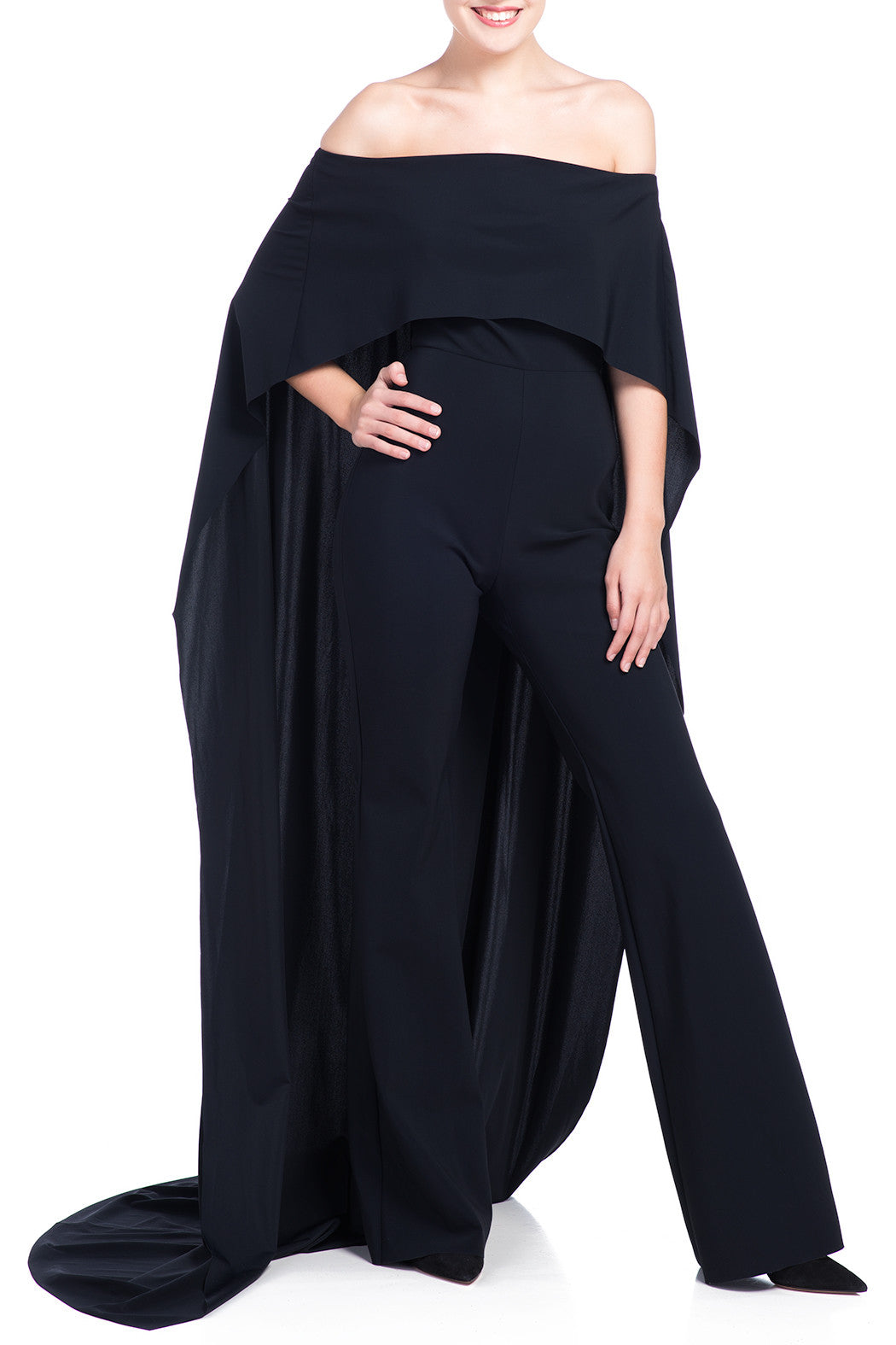 black off the shoulder jump suit