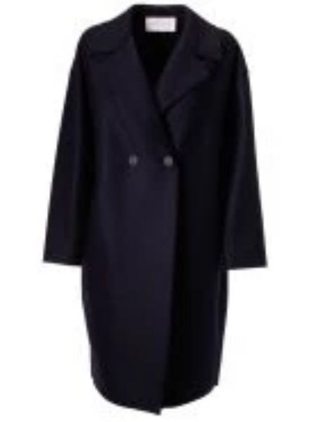 Womens Dropped Shoulder D.B Coat Pressed Wool- Navy