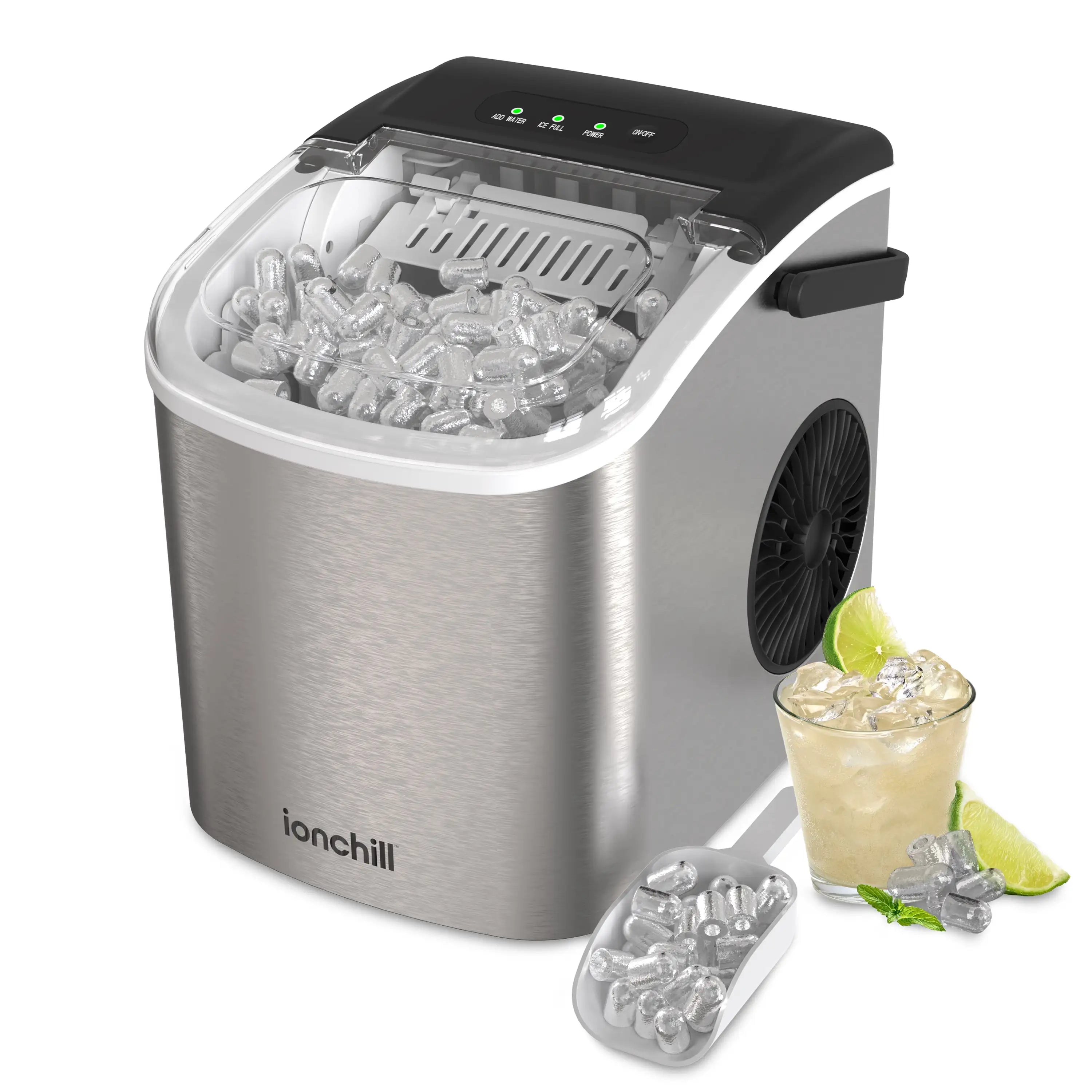 Ionchill Quick Cube Ice Machine, 26lbs/24hrs Portable Countertop Bullet Cubed Ice Maker