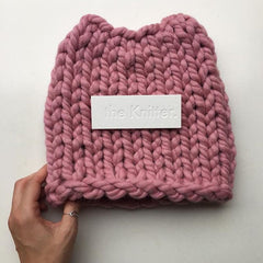 XXL pink yarn made in New Zealand with ethically produced Merino wool, chunky knit pink beanie designed and made by The Knitter