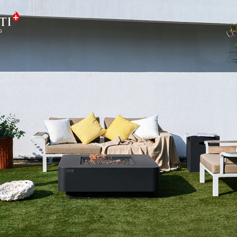 Elementi Plus Bergamo Square Concrete Fire Pit Table OFG419DG