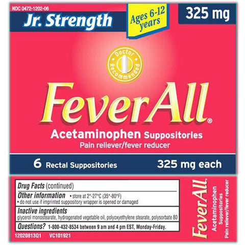 What are the ingredients in acetaminophen suppositories?
