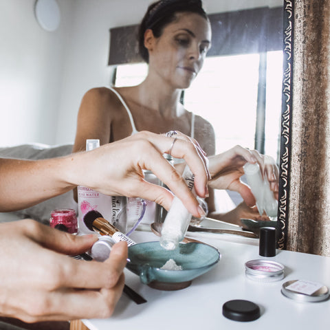 Tania Louise Green clay face mask mixing