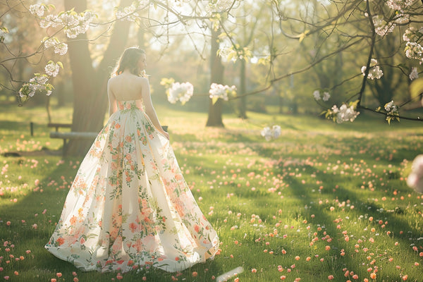 femme en jupe maxi sous un arbre