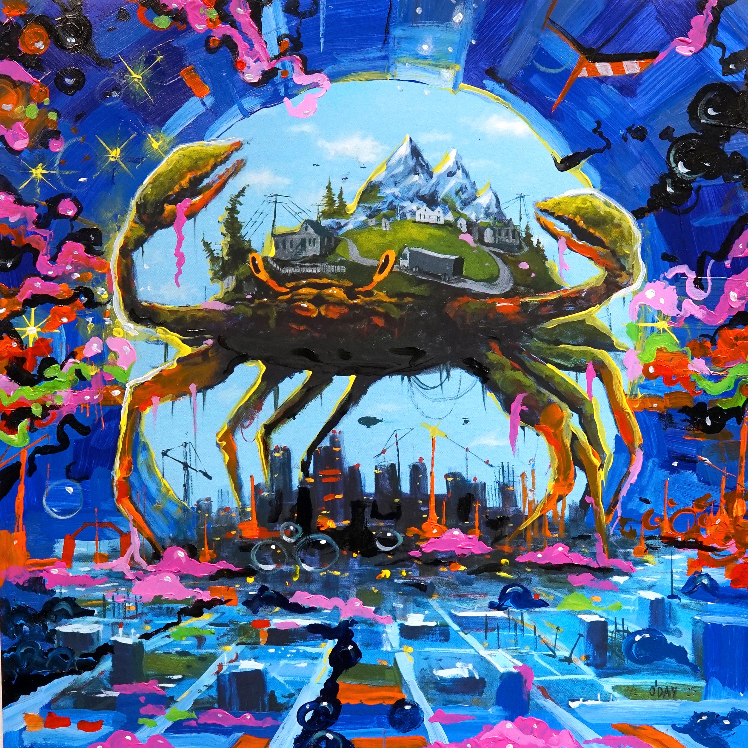Adam J. O'Day "Moving Mountains (Energy)" - Unique Hand-Painted Multiple - 17 x 17"
