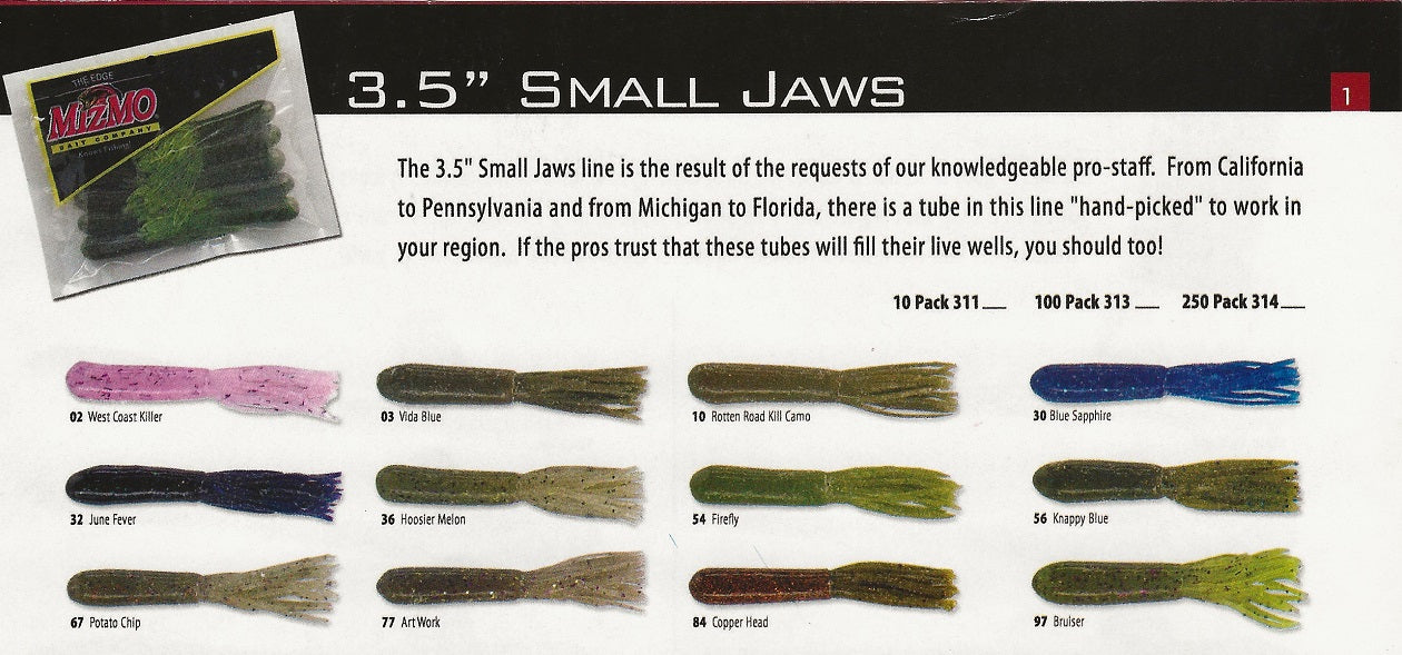 Mizmo Tubes - Bass and Walleye - 3.25 inch Slim Jims (SLMJT-10PK)