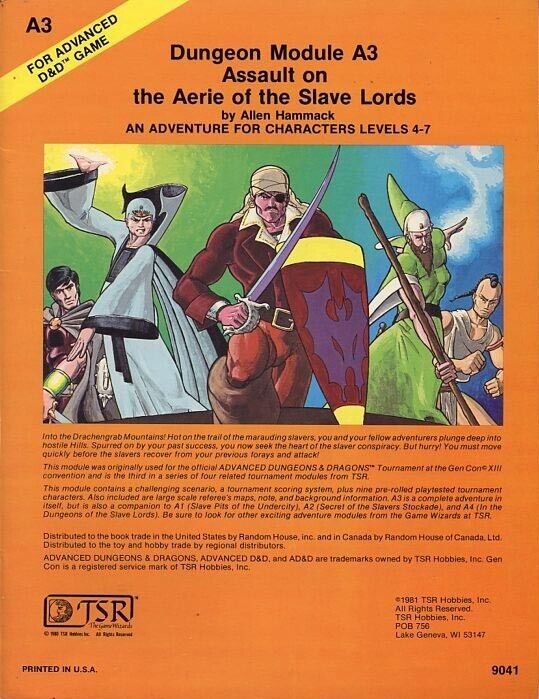A3 Assault on the Aerie of the Slave Lords (1st Printing)