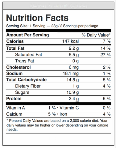 Alegrias Nutrition Facts - Milk Chocolate Amaranth