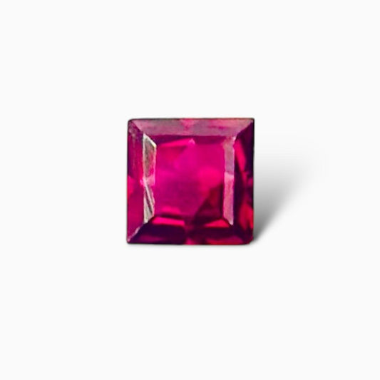 Natural Rhodolite Garnet Stone 1.30 Carats Princess Cut 6 x 6 mm