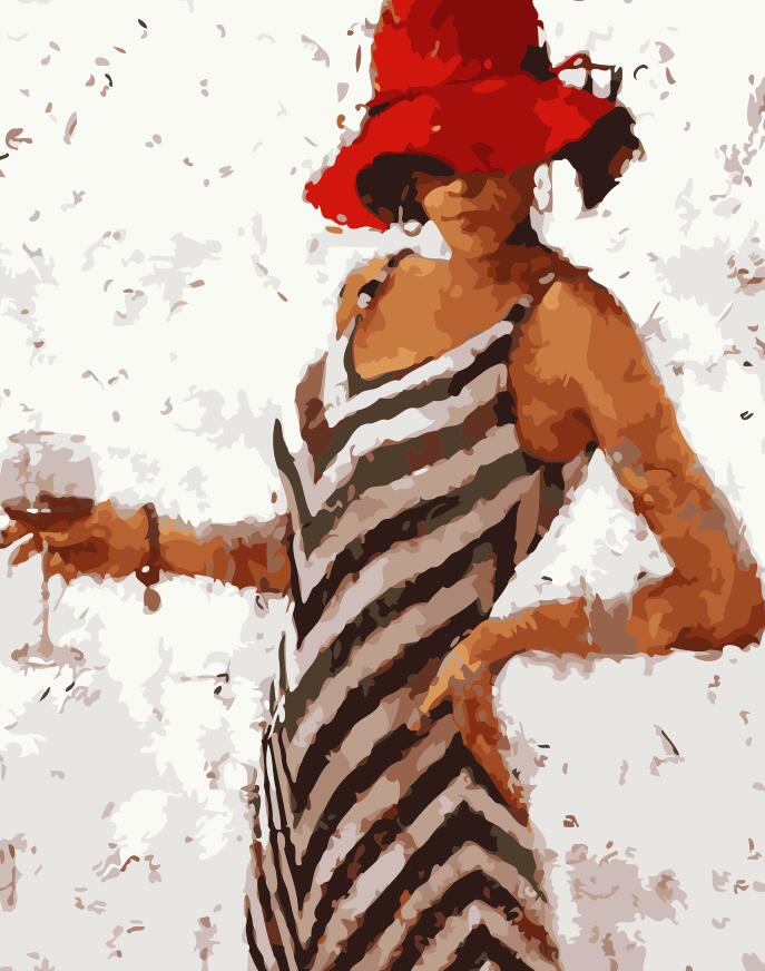 DIY Painting By Numbers Red Hat Woman 16x20 40x50cm Max   1229 1024x1024 