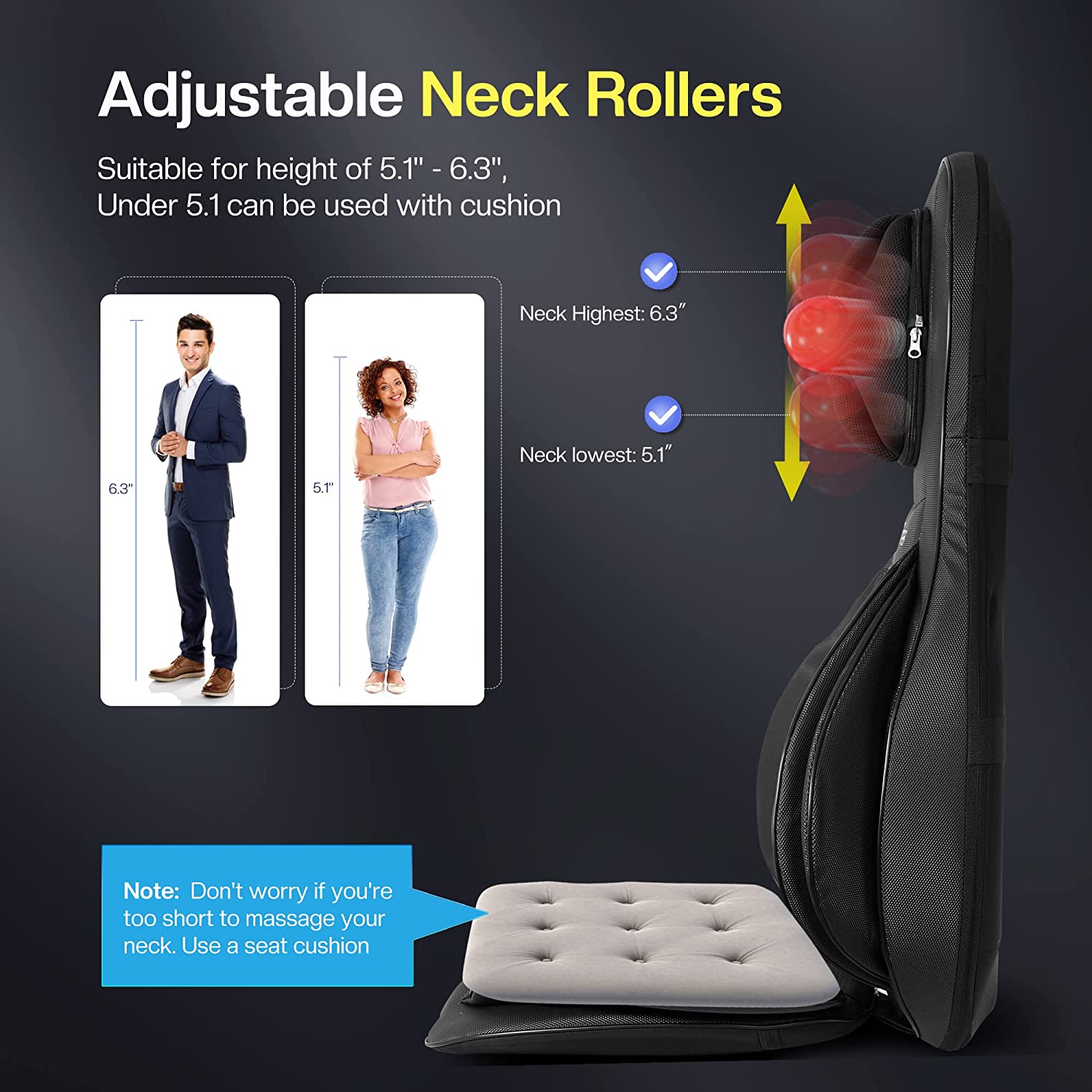  COMFIER Shiatsu Neck Back Massager with Heat, 2D ro 3D