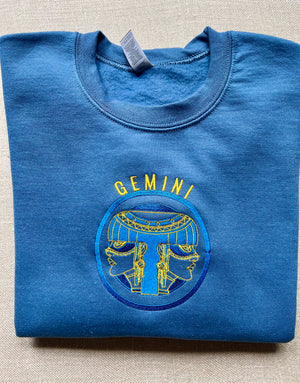 Zodiac Sign of GEMINI Embroidered Crewneck - Ejs Creationz