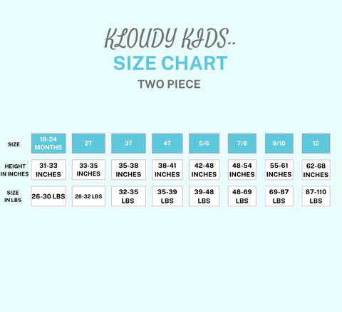 Kids Size Chart Two Piece