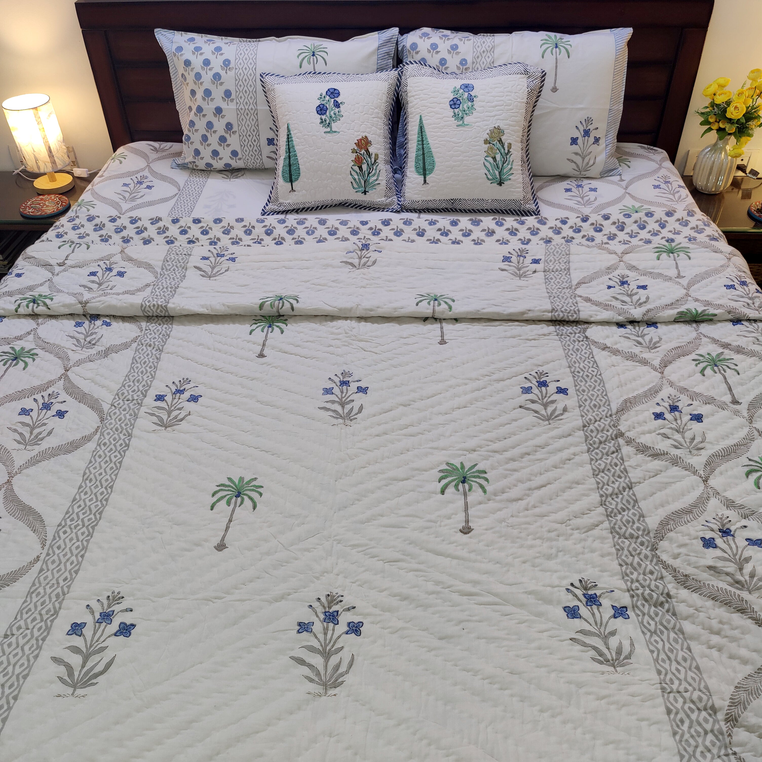 Coastal Flora Fusion Bedsheet and Quilt-Single (60*90 Inches) / Pair of Singles (60*90 inches)