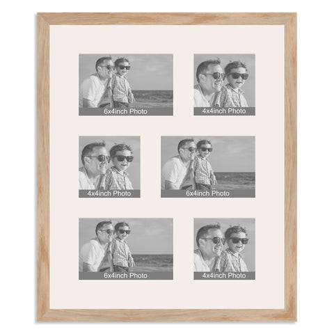 Multi Photo Picture Frame Holds 6 7x5 Photos in a 30mm Oak Veneer Frame 