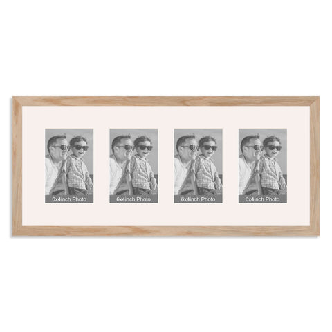 Multi Photo Picture Frame 4 Apertures 4 X 6 Photos in a 20mm Oak Veneer  Frame 