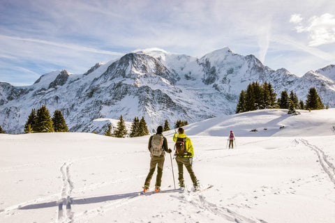 ski touring facing Mont-Blanc