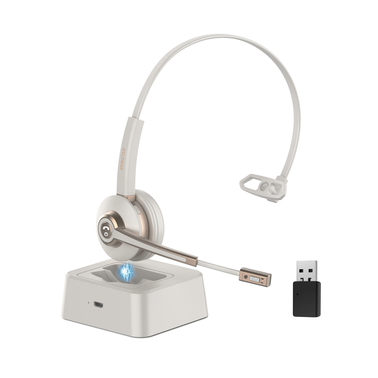 Wireless Headset, Bluetooth Headphones with Microphone Noise Canceling with  USB Dongle & Mic Mute, Trucker Bluetooth Headset for Cell Phone  Computer Office Call Center Skype Zoom Conference